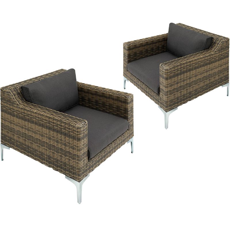 Foto van Tectake - modulaire wicker set villanova natuur - 2 x fauteuil - 404659