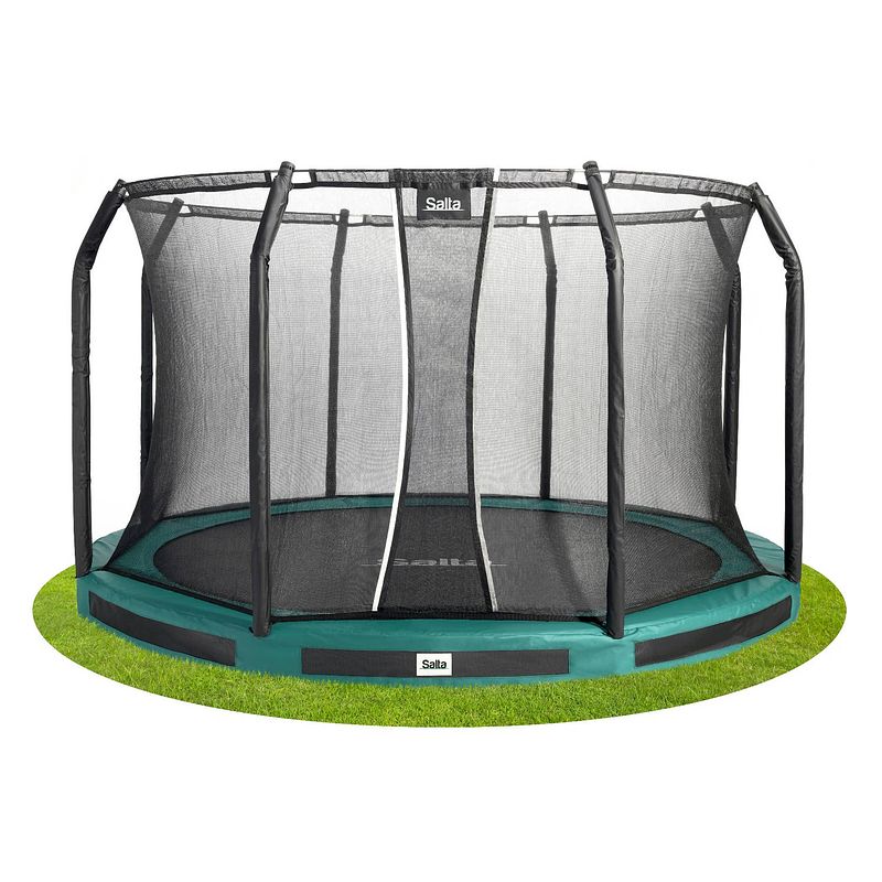 Foto van Salta trampoline premium ground met veiligheidsnet 427 cm - groen