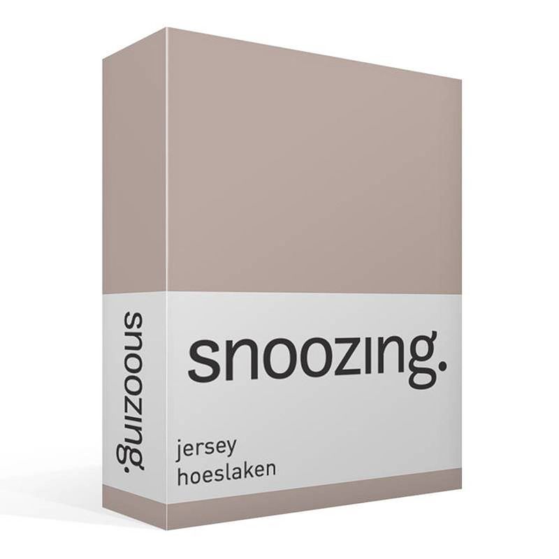 Foto van Snoozing jersey hoeslaken - 100% gebreide jersey katoen - lits-jumeaux (200x200 cm) - taupe