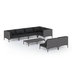 Foto van Vidaxl 8-delige loungeset met kussens poly rattan donkergrijs