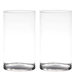 Foto van 2x stuks transparante home-basics cylinder vorm vaas/vazen van glas 25 x 14 cm - vazen