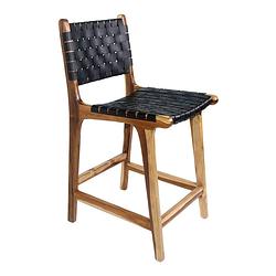 Foto van Giga meubel barkruk leer zwart - zithoogte 60cm - stoel perugia