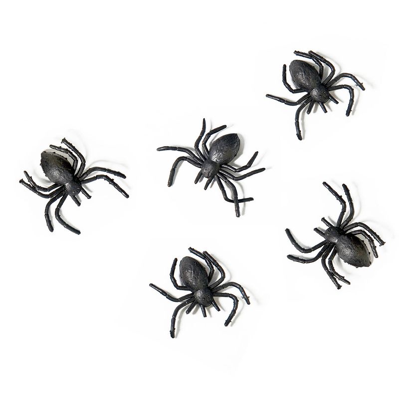 Foto van Partydeco horror/halloween griezel spinnetjes - 10x - kunststof - zwart - 3 cm - feestdecoratievoorwerp