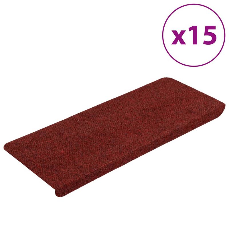 Foto van Vidaxl trapmatten zelfklevend 15 st 65x24,5x3,5 cm rood