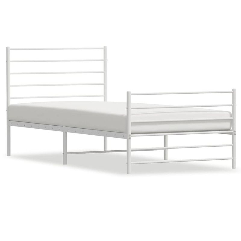 Foto van Vidaxl bedframe met hoofd- en voeteneinde metaal wit 75x190 cm