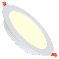 Foto van Led downlight - alexy - inbouw rond 30w - warm wit 3000k - mat wit aluminium - ø230mm