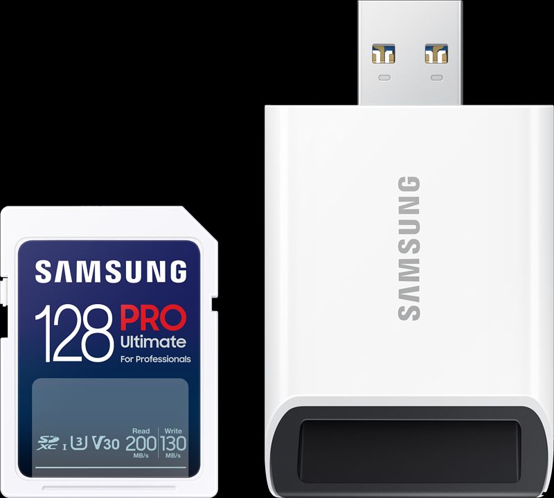 Foto van Samsung pro ultimate 128 gb (2023) sdxc + usb lezer