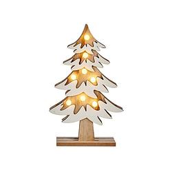 Foto van Houten kerstboompje decoratie van 31 cm met led verlichting - houten kerstbomen