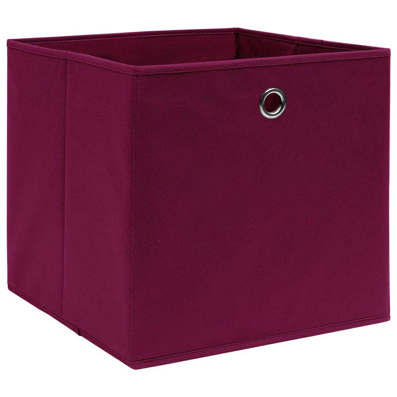 Foto van The living store opbergbox - nonwoven - 28x28x28 cm - donkerrood - set van 1