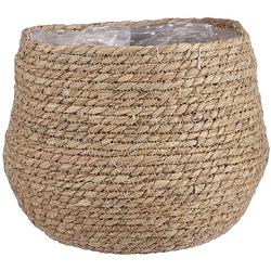 Foto van Naturel beige rotan planten pot mand van gedraaid jute/riet h24 en d26 cm - plantenpotten