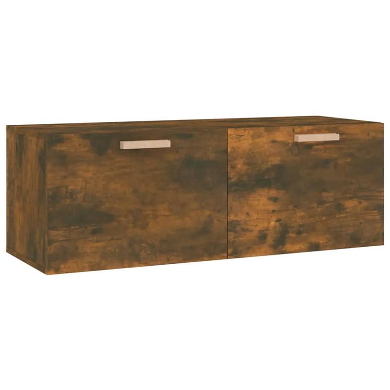 Foto van The living store wandkast - gerookt eiken - 100x36.5x35 cm - 2 lades