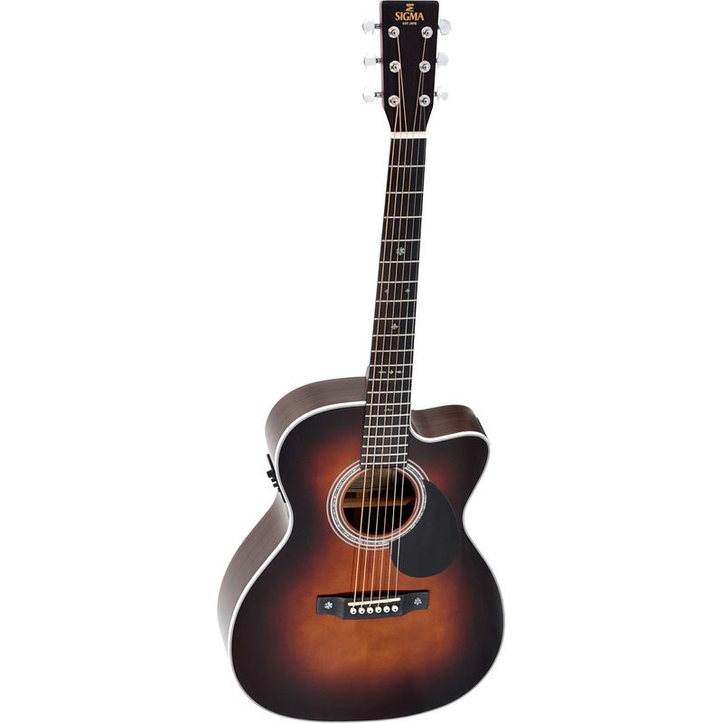 Foto van Sigma guitars omtc-1e sunburst gloss elektrisch-akoestische westerngitaar