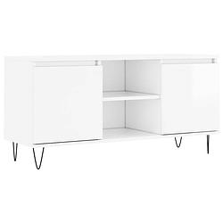 Foto van The living store tv-meubel - tv-kast - opbergruimte 4 vakken - 104x35x50 cm - hoogglans wit