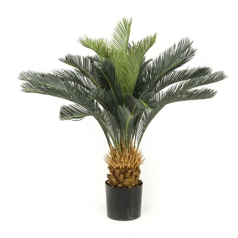 Foto van Groene cycas revoluta/vredespalm kunstplant 90 cm in pot - kunstplanten