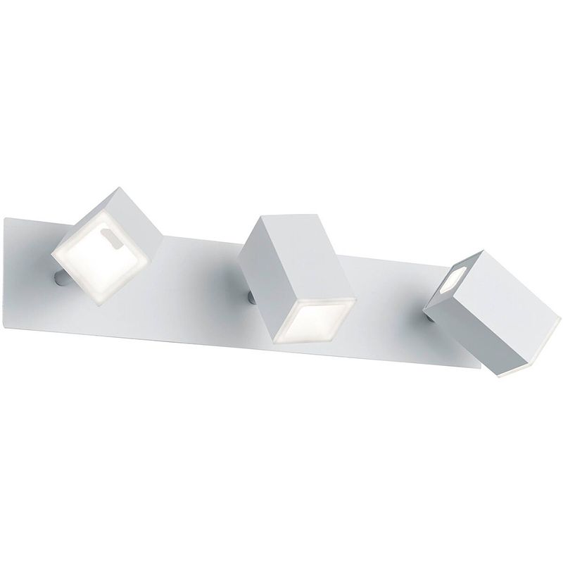 Foto van Led wandspot - trion laginos - 18w - warm wit 3000k - 3-lichts - dimbaar - rechthoek - mat wit - aluminium