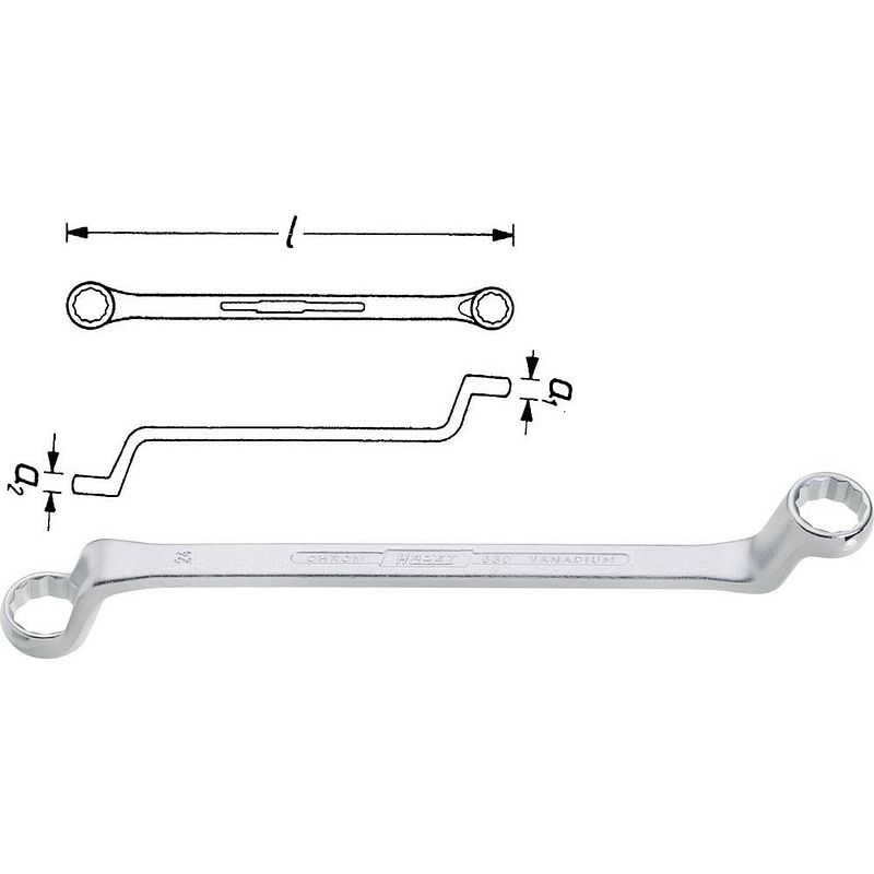 Foto van Hazet 630 630-21x23 dubbele ringsleutel 21 - 23 mm din 838, din iso 10104