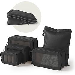 Foto van Onyx® compressie packing cubes - 5 stuks - bagage organizers met compressie rits - voor koffers en tassen - zwart