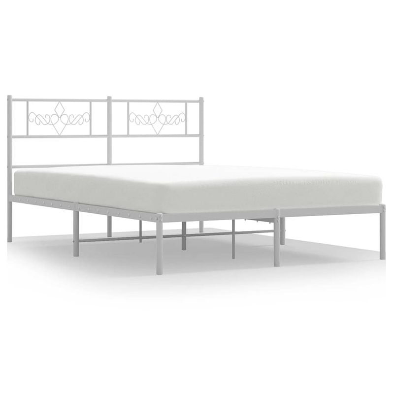 Foto van Vidaxl bedframe met hoofdbord metaal wit 160x200 cm