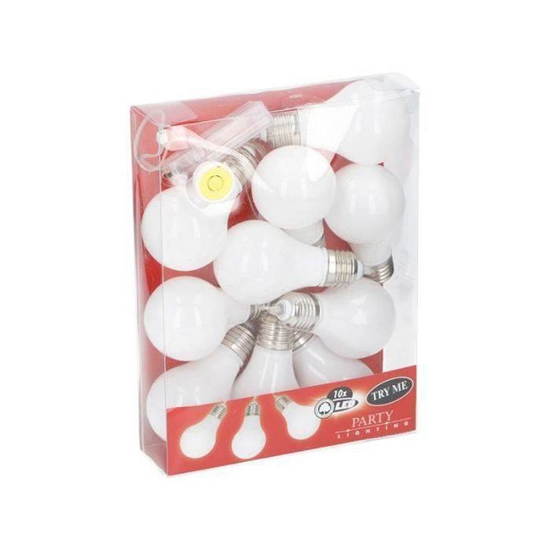 Foto van Party lighting feestverlichting met 10 witte led lampen (1,65m)