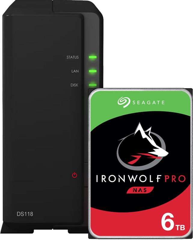 Foto van Synology ds118 + seagate ironwolf pro 6tb