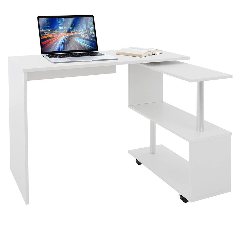 Foto van Bureau met vier wielen 150x88x75 cm wit mdf ml-design