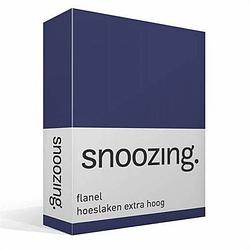 Foto van Snoozing - flanel - hoeslaken - extra hoog - 80/90 x200 - navy