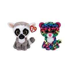 Foto van Ty - knuffel - beanie boo's - linus lemur & dotty leopard