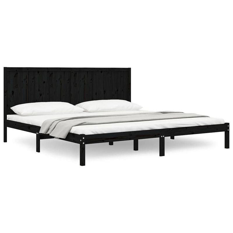 Foto van Vidaxl bedframe massief grenenhout zwart 180x200 cm 6ft super king