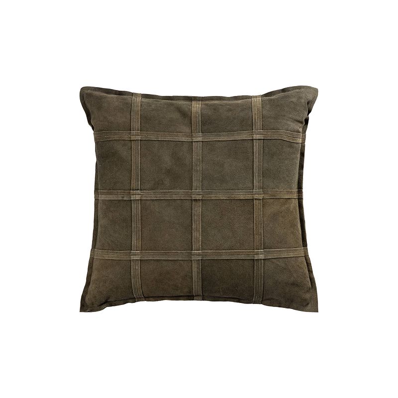 Foto van Ptmd cobie green suede leather cushion square l