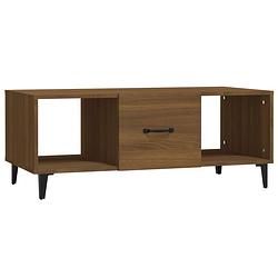 Foto van The living store salontafel - bruineiken - 102 x 50 x 40 cm - bewerkt hout en ijzer