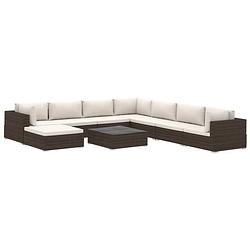 Foto van Infiori 9-delige loungeset met kussens poly rattan bruin