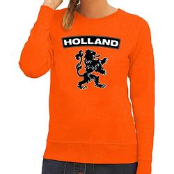 Foto van Oranje holland zwarte leeuw sweater / trui dames - oranje koningsdag/ supporter kleding s