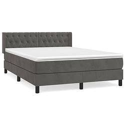 Foto van The living store boxspringbed - donkergrijs fluweel - 203 x 147 x 78/88 cm - pocketvering