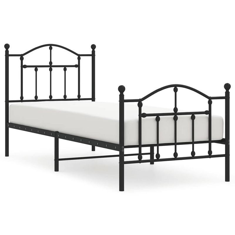 Foto van Vidaxl bedframe met hoofd- en voeteneinde metaal zwart 90x200 cm