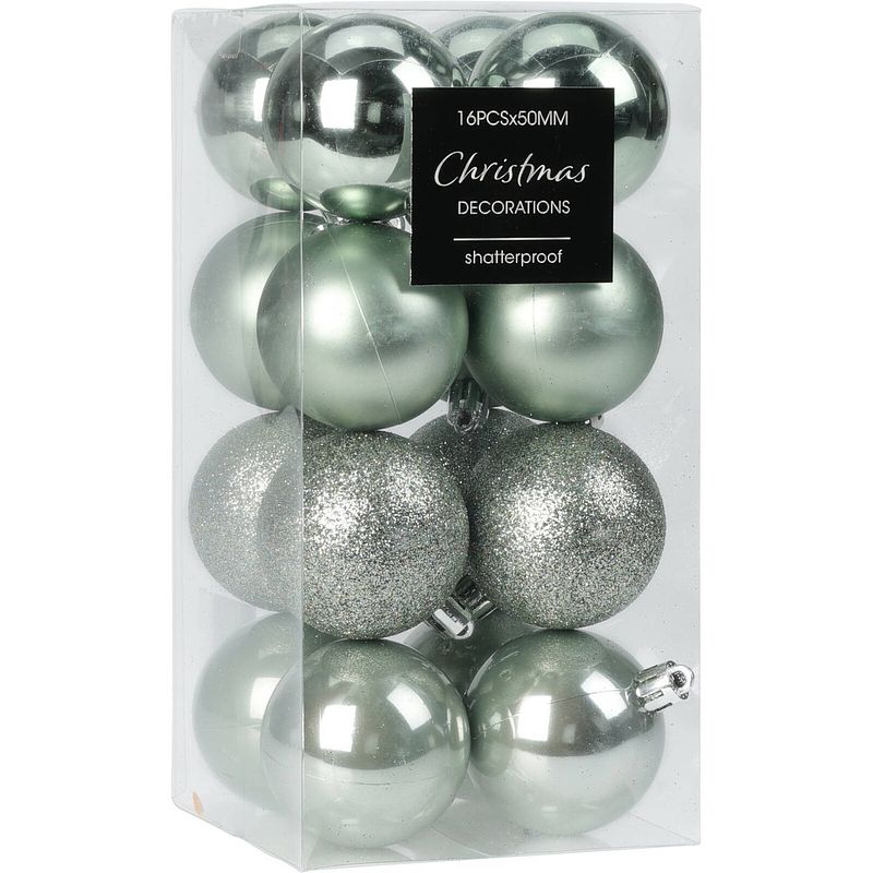 Foto van Christmas decoration kleine kerstballen 24x -mintgroen-3cm -kunststofa  - kerstbal