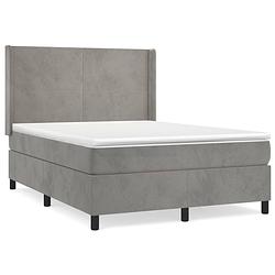 Foto van The living store boxspringbed - fluweel - 193 x 147 x 118/128 cm - pocketvering matras - middelharde ondersteuning -