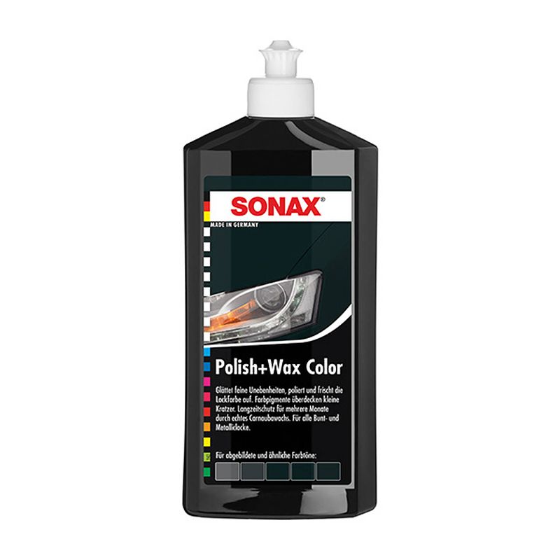 Foto van Sonax poetsmiddel polish&wax color 500 ml zwart