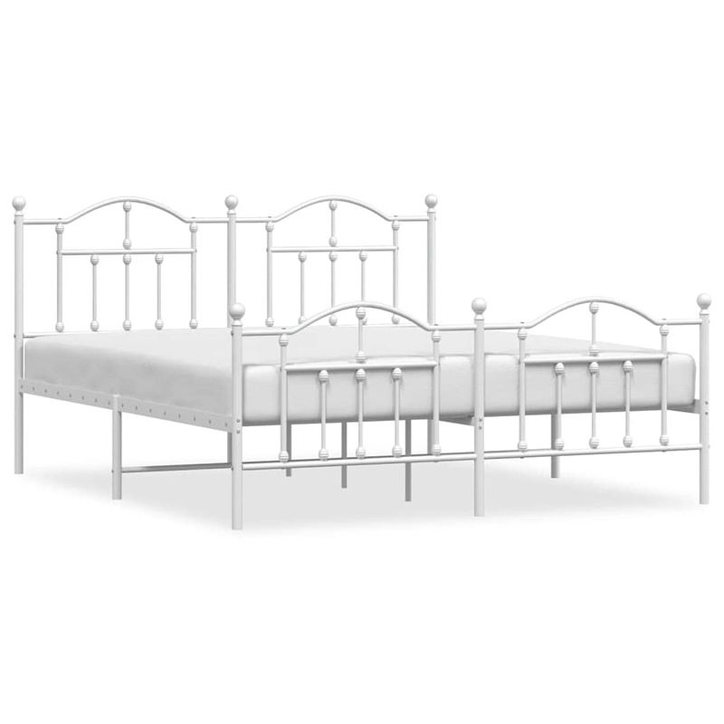 Foto van Vidaxl bedframe met hoofd- en voeteneinde metaal wit 183x213 cm