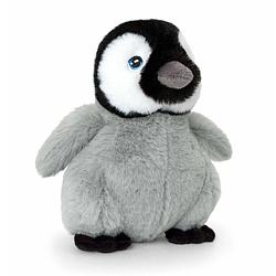 Foto van Keel toys pluche pinguin kuiken knuffeldier - grijs/zwart - staand - 25 cm - knuffeldier