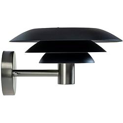 Foto van Dyberg larsen wandlamp dl25 outdoor 20w rvs zwart/zilver