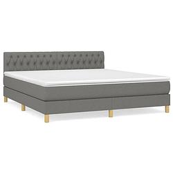 Foto van The living store boxspringbed luxe donkergrijs 180x200 - pocketvering matras - verstelbaar hoofdbord - huidvriendelijk