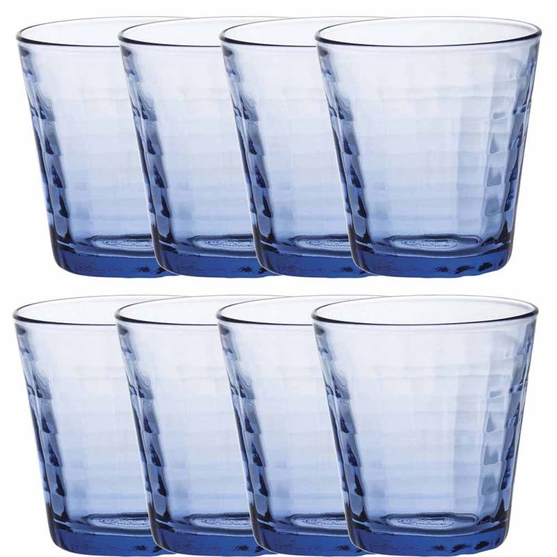 Foto van 20x drinkglazen/waterglazen blauw 220 ml prisme - drinkglazen