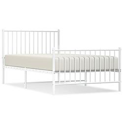 Foto van The living store klassiek bedframe - metalen constructie - met opbergruimte - wit - 196 x 104.5 x 90.5 cm - geschikt