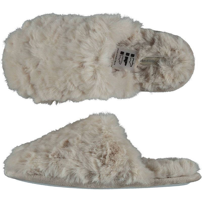 Foto van Dames instap slippers/pantoffels beige maat 37-38 - sloffen - volwassenen