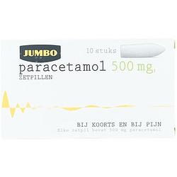 Foto van Jumbo paracetamol 500mg zetpillen 10 stuks