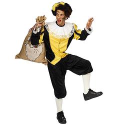 Foto van Piet verkleed kostuum 4-delig - zwart/geel - voor volwassenen 50 (m) - carnavalskostuums