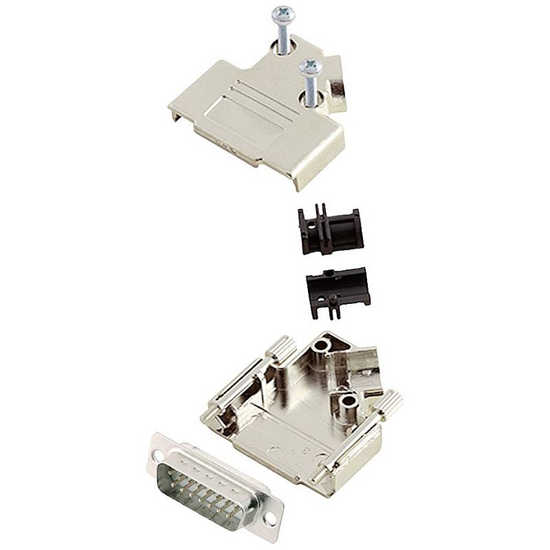 Foto van Encitech d45pk-m-15-dbp-w-k 6355-8009-02 d-sub male connectorset 45 ° aantal polen: 15 soldeerkelk 1 stuk(s)