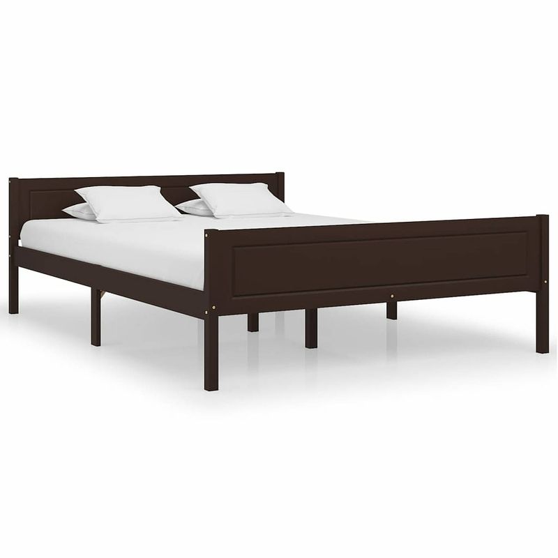 Foto van Vidaxl bedframe massief grenenhout donkerbruin 140x200 cm