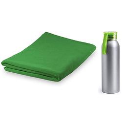 Foto van Yoga wellness microvezel handdoek en waterfles groen - sporthanddoeken