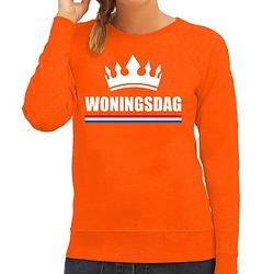 Foto van Woningsdag sweaters / trui voor thuisblijvers tijdens koningsdag oranje dames s - feesttruien